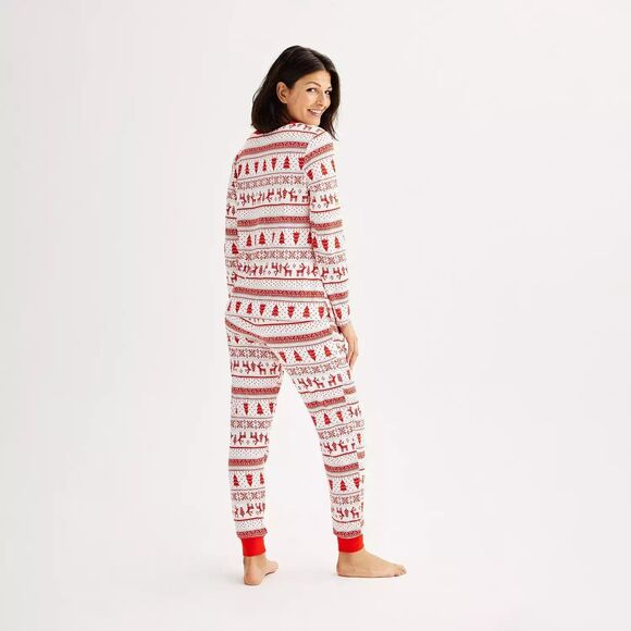 Women's Jammies For Your Families Candy Cane Fairisle Pajama Top & Jogger L, NWT - Picture 5 of 9